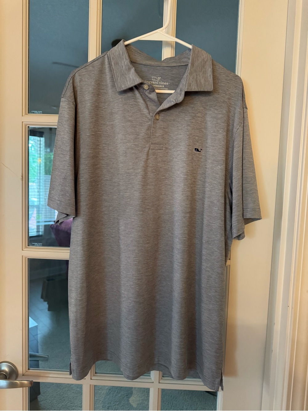 Vineyard Vines Light Gray Striped Performance Polo